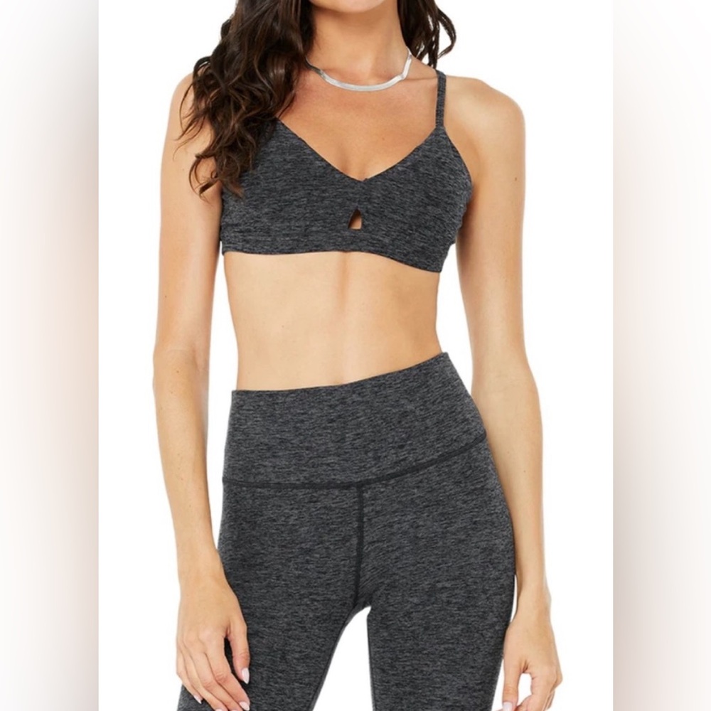 Alo Yoga NWT Lounge Bra Dark Heathered Grey Size XS